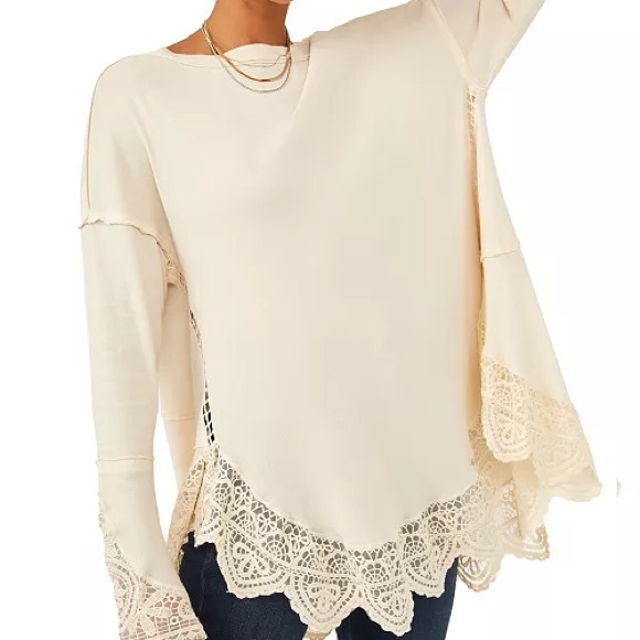 Free People Sparrow Lace Trim Tunic in Ivory - Picture 2 of 9
